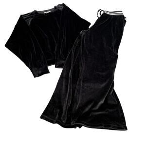 Victoria's Secret Black Velour Lounge Set Top size L Pant Size M